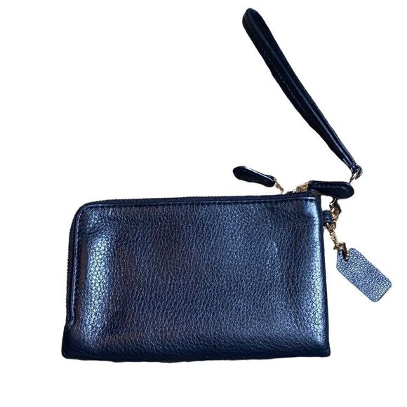 Coach wristlet black double corner zip wristlet w gold hardware - Picture 7 of 8